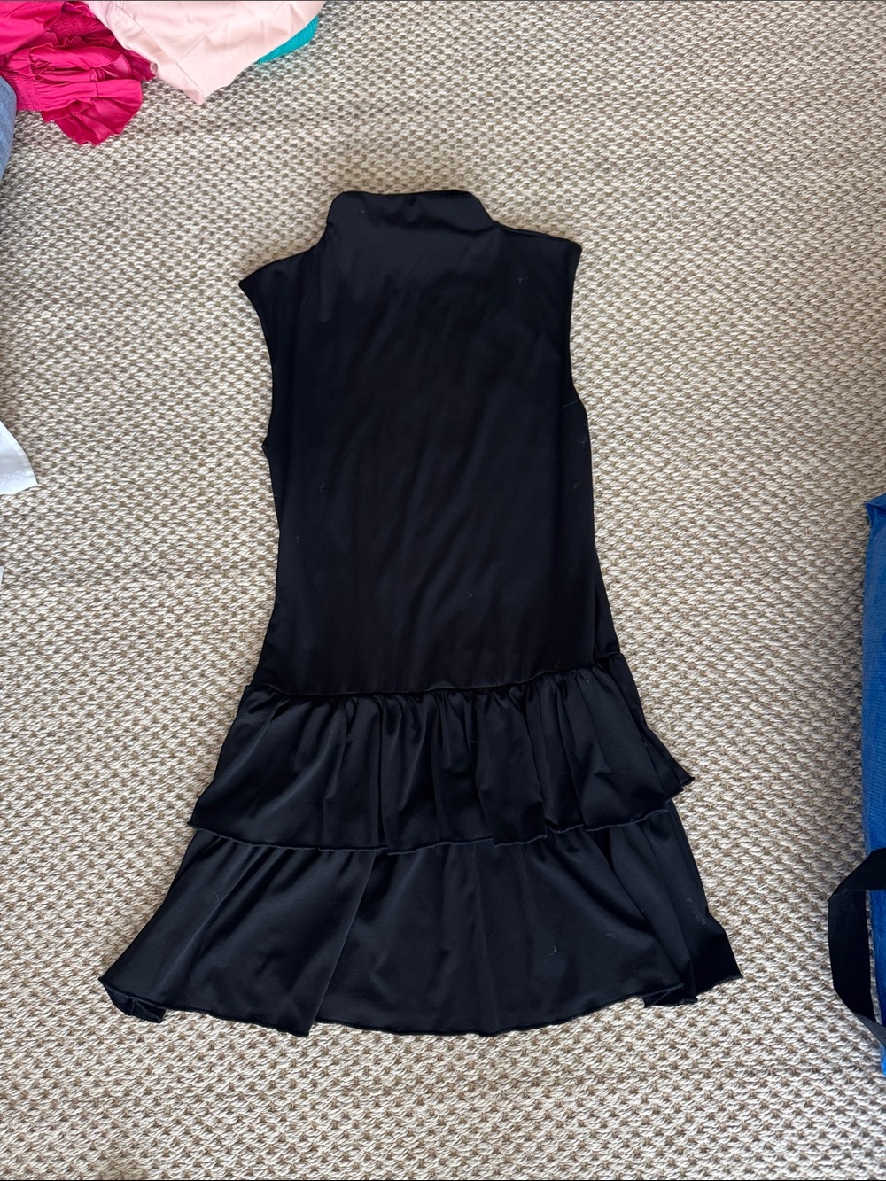 Sleeveless Black Ruffle Hem Dress